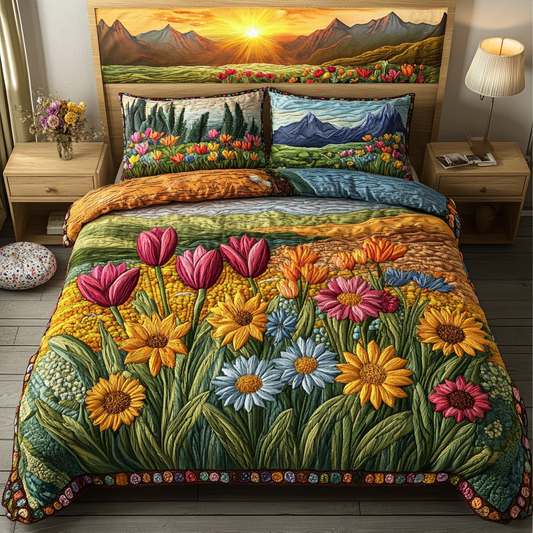 Serene Blooms 3-Piece Quilted Bedding Set NCU0PVL126