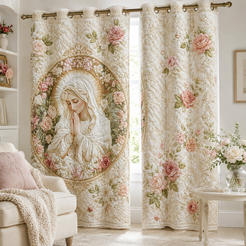 Serene Floral Sanctuary Quilted Curtains NCU0HNH1223