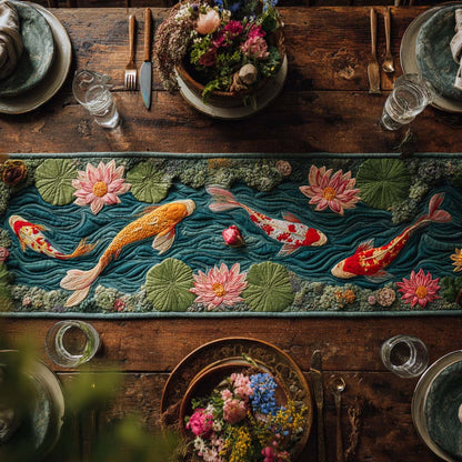 Serene Koi Pond Quilted Table Runner NCU0HNH994