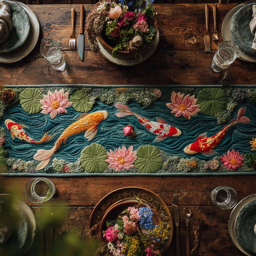 Serene Koi Pond Quilted Table Runner NCU0HNH994
