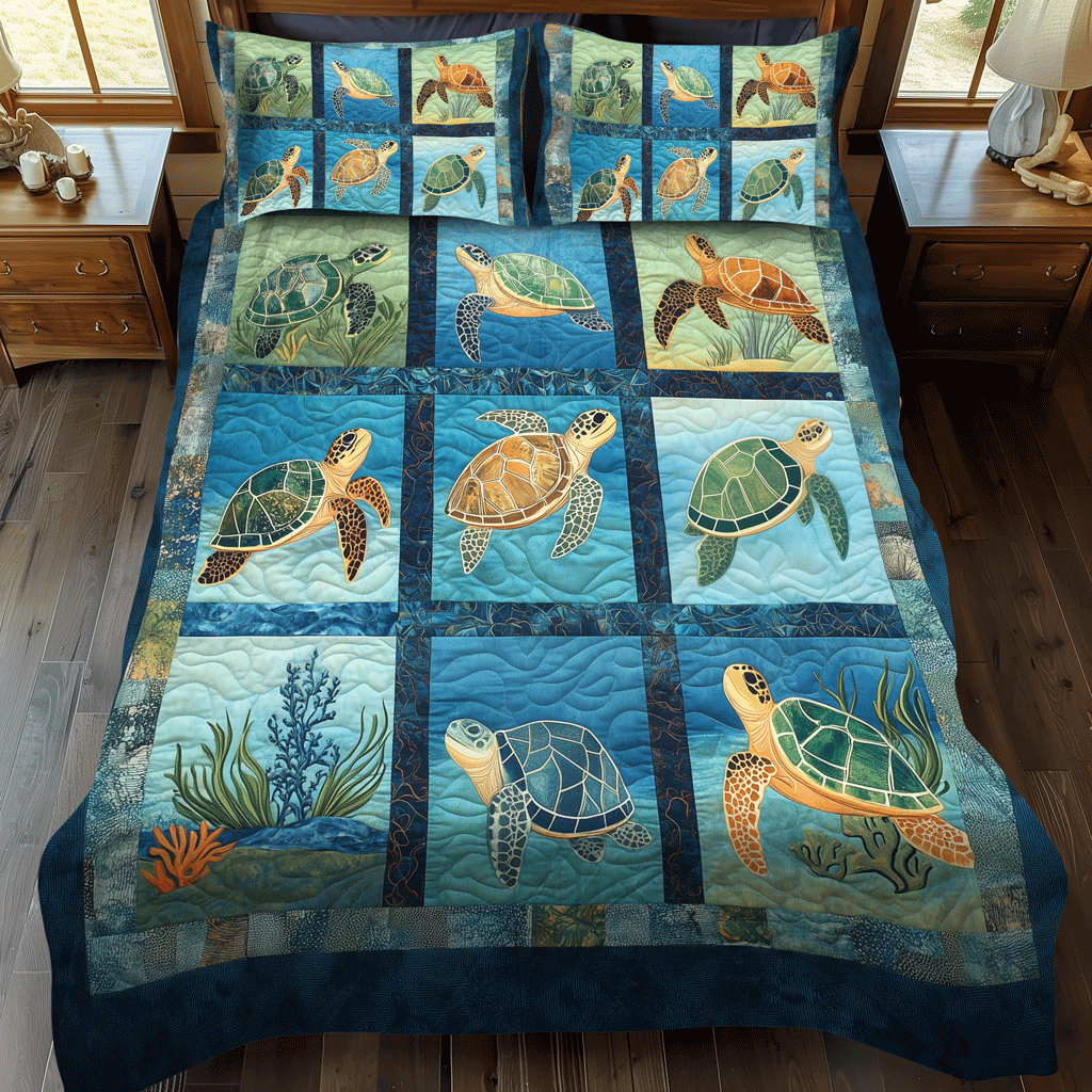 Serene Seas 3-Piece Quilted Bedding Set NCU0TL1131