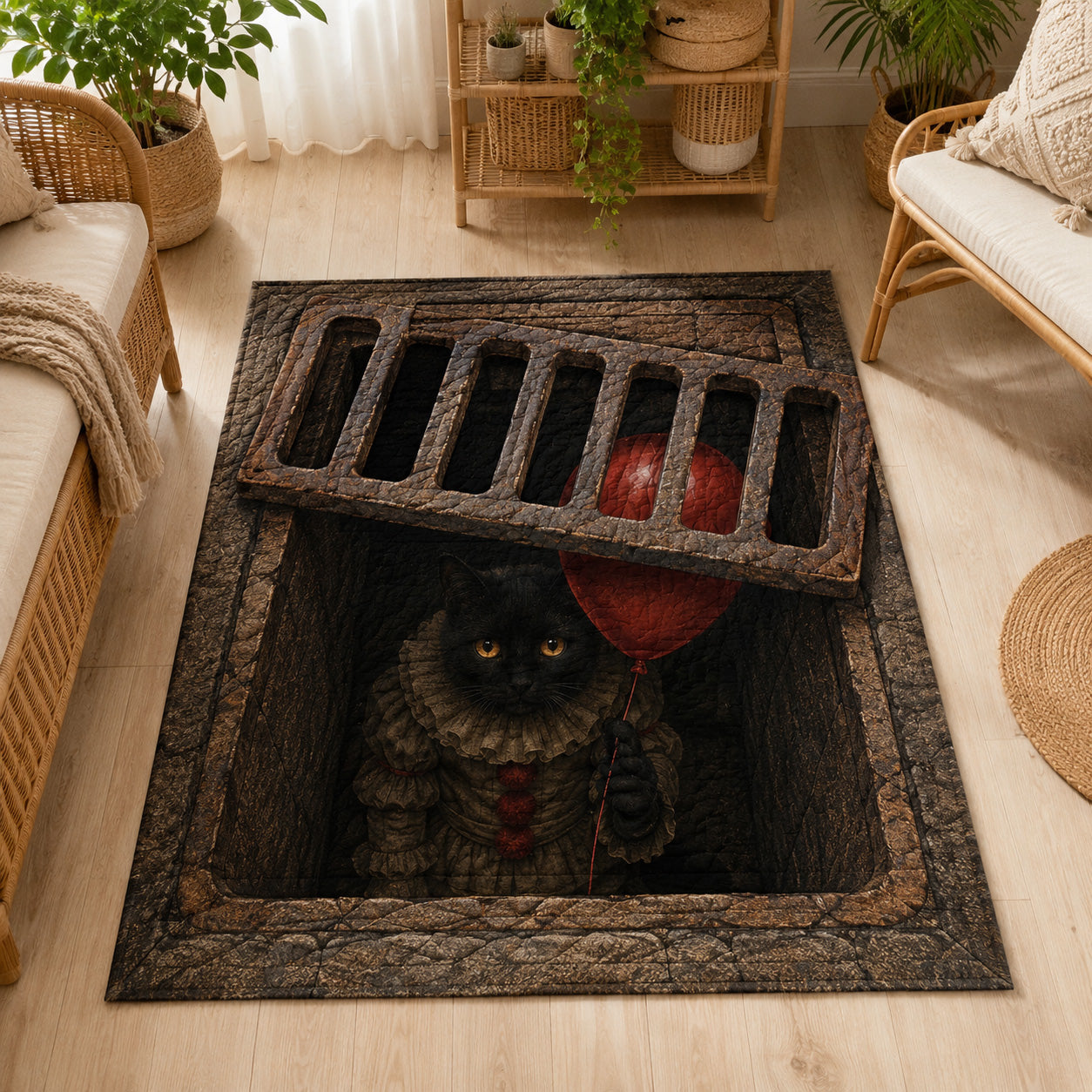 Sewer Balloon Cat Area Rug NCU0PVL859