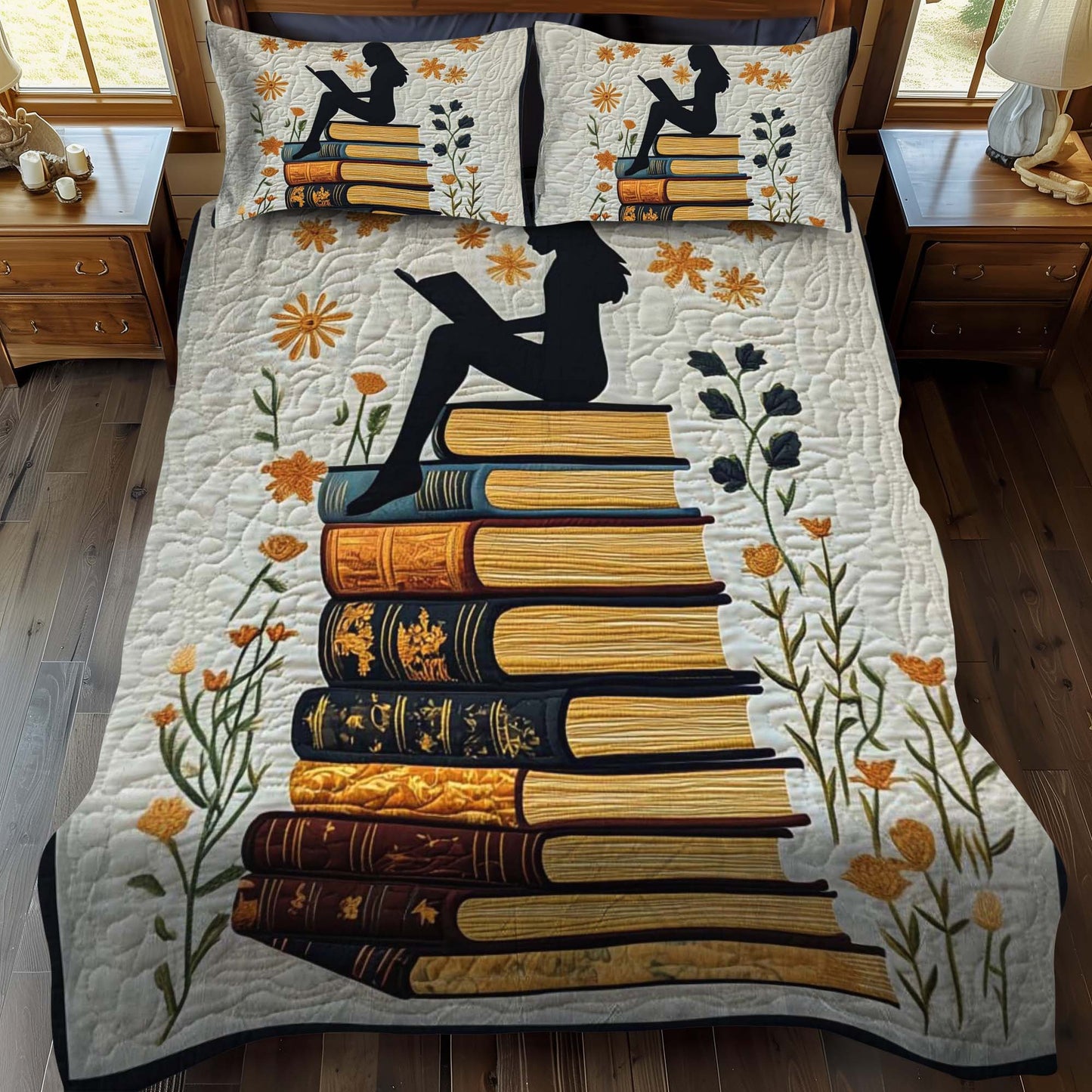 Shadow Of A Reader 3-Piece Quilted Bedding Set NCU0NT1070