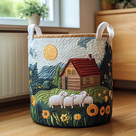 Sheep Garden Quilted Laundry Basket NCU0DDK708