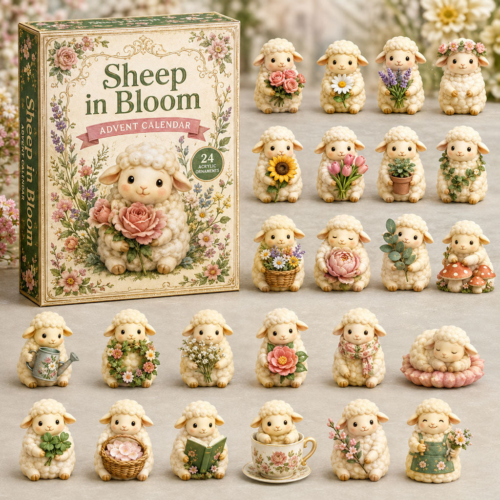 CHRISTMAS KICKOFF 40% OFF - Sheep In Bloom Advent Calendar 2026 - 24-Day Festive Countdown, Acrylic Charms Blind Box - Gift For Sheep Lovers AC0NT200