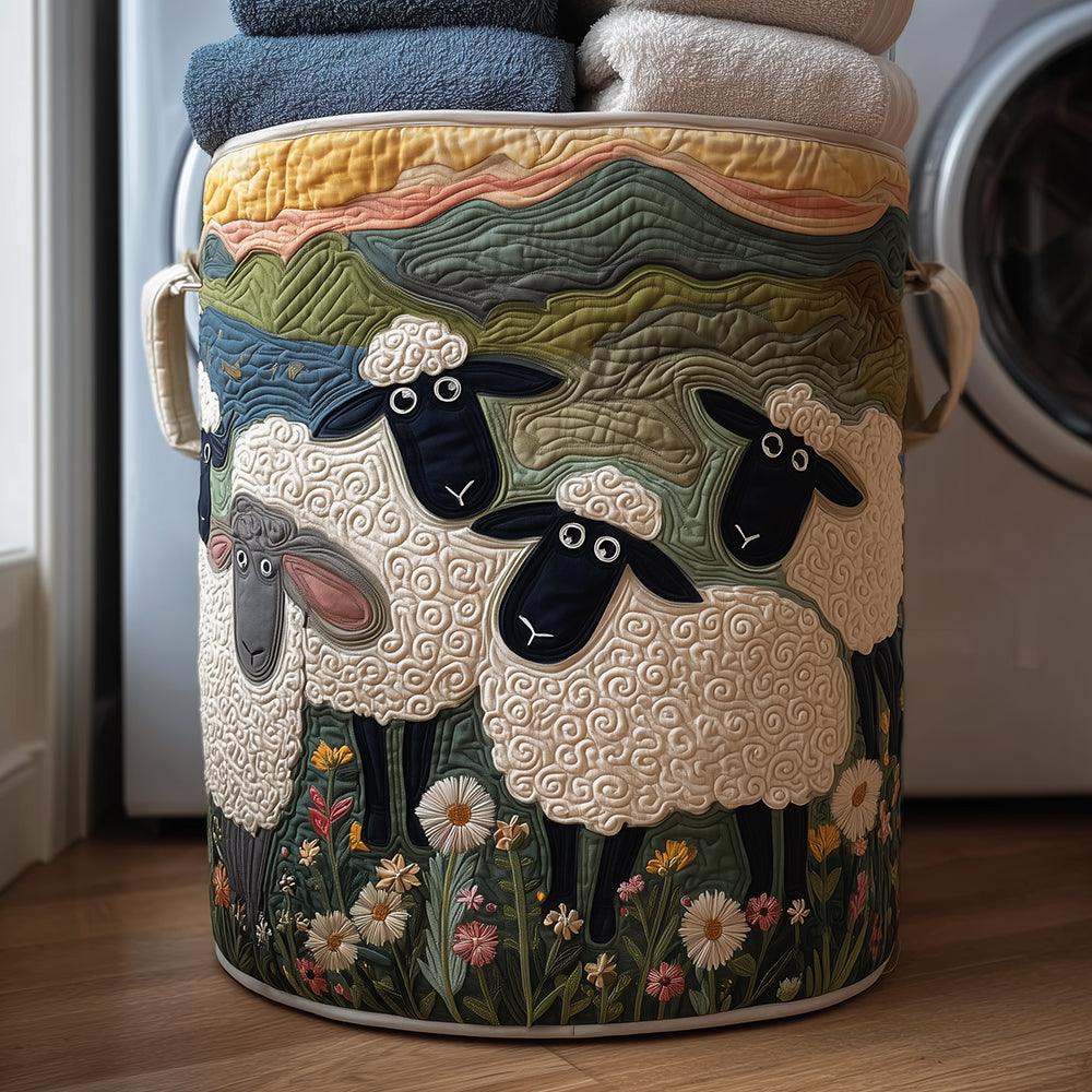Sheep Meadow Quilted Laundry Basket NCU0TH3023
