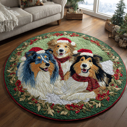 Sheltie Christmas Bliss Quilted Round Mat NCU0DV1552