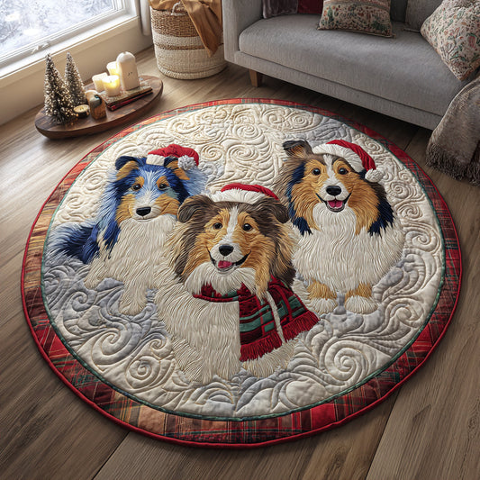 Sheltie Christmas Whisper Quilted Round Mat NCU0DV1561