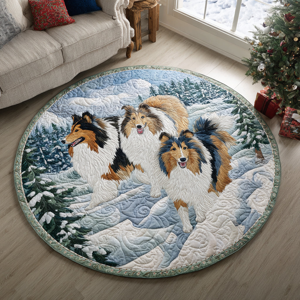 Sheltie Dream Quilted Round Mat NCU0DV1547