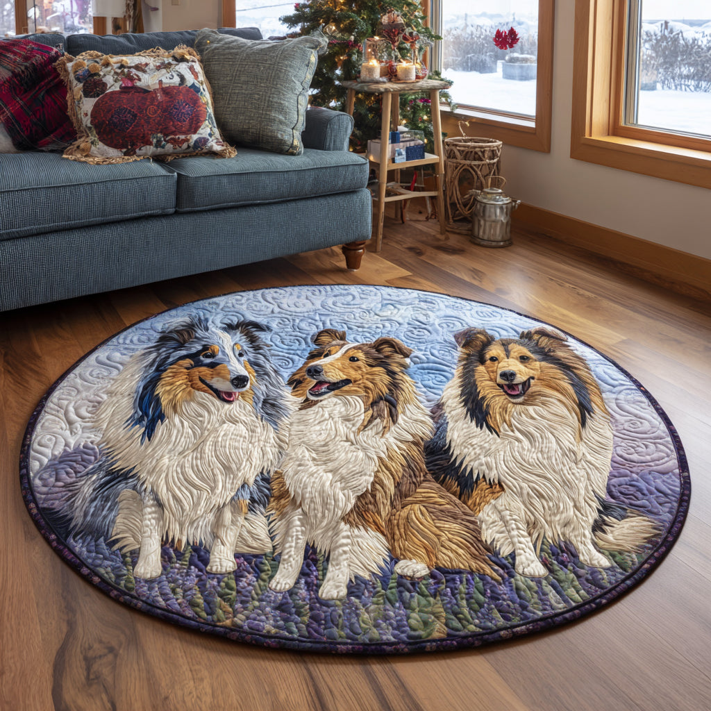 Sheltie Garden Quilted Round Mat NCU0DV1554