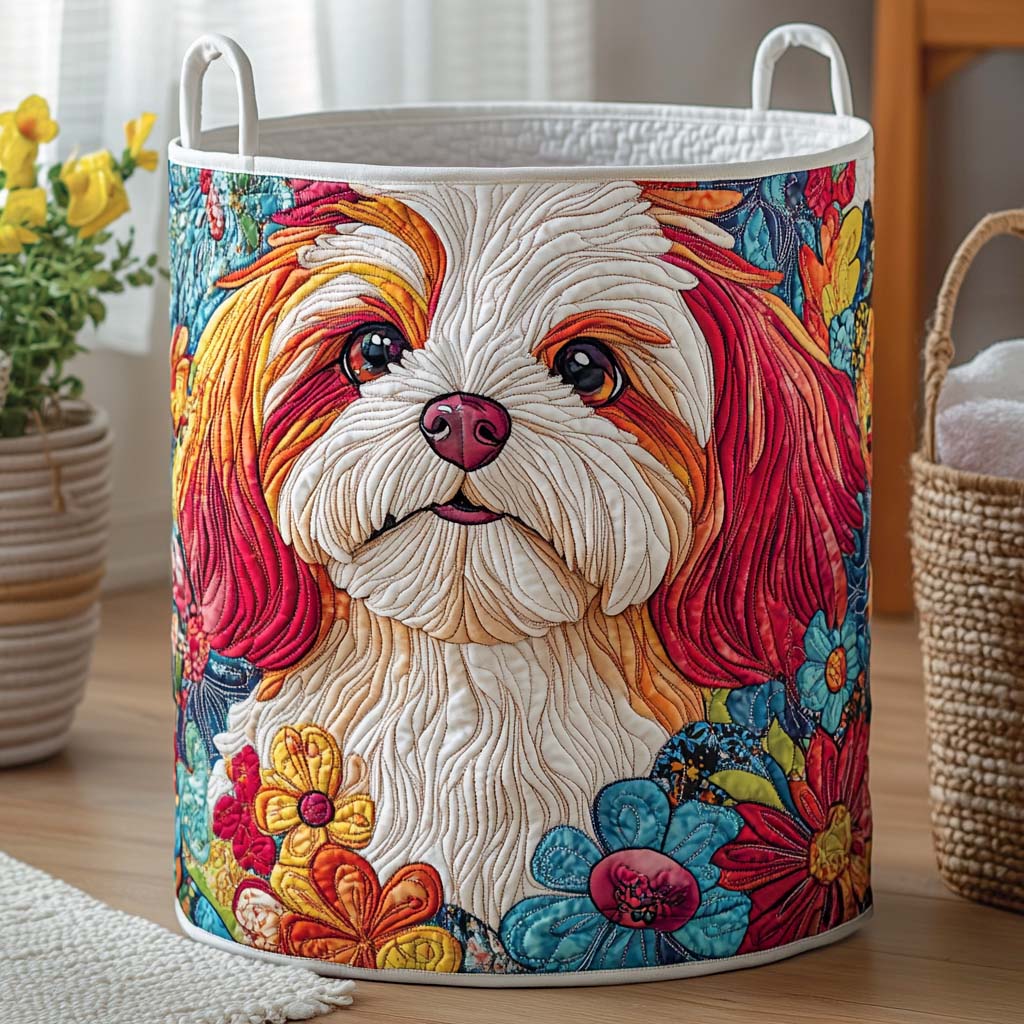 Shih Tzu Cozy Quilted Laundry Basket NCU0NXD752