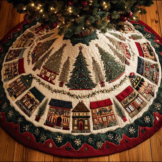 Shimmering Frost Veil Christmas Quilted Tree Skirt NCU0NTD1053