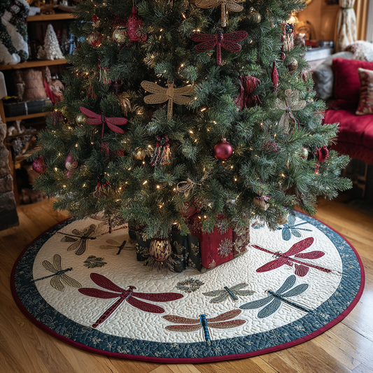 Shining Dragonfly Christmas Quilted Tree Skirt NCU0DDK1576