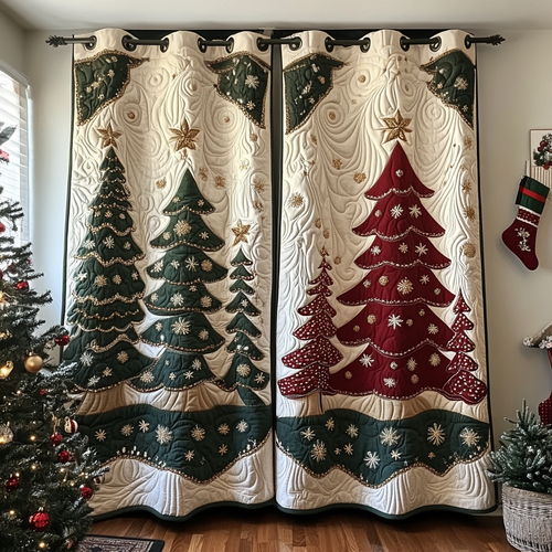 Shining Pine Quilted Curtains NCU0DDK1731