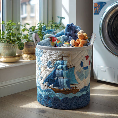 Shipshape Style Quilted Laundry Basket NCU0PTT1018