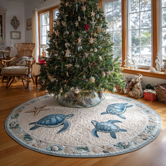 Shoreline Turtle Christmas Quilted Tree Skirt NCU0DV1418