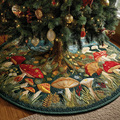 Mushroom Forest Christmas Quilted Tree Skirt NCU0QN072
