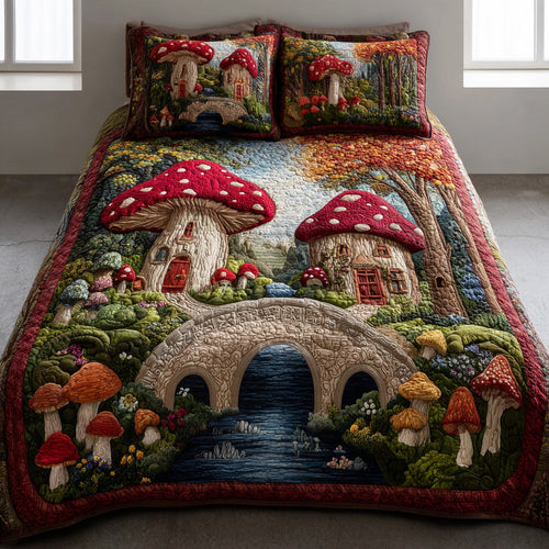 Shroomlight Hollow 3-Piece Quilted Bedding Set NCU0NTD1119