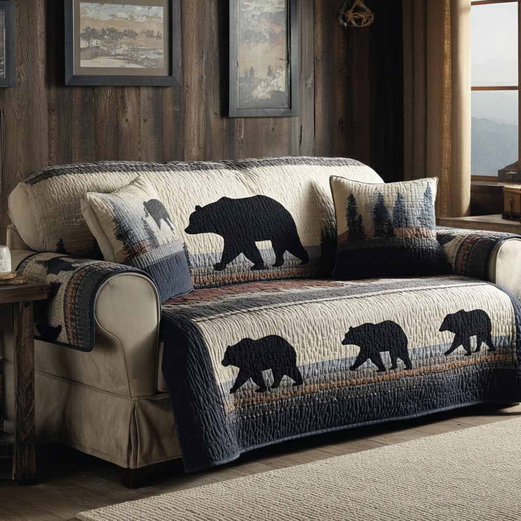 Silent Bear Quilted Sofa Cover NCU0NXD1493