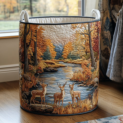 Silent Deer Quilted Laundry Basket NCU0DDK1560