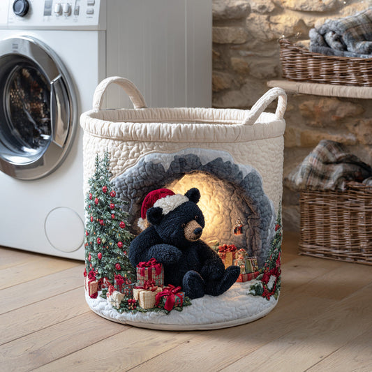 Silent Frost Bear Quilted Laundry Basket NCU0NTD1033