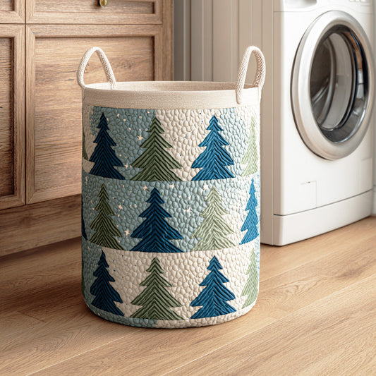 Silent Holiday Town Quilted Laundry Basket NCU0NTD1014