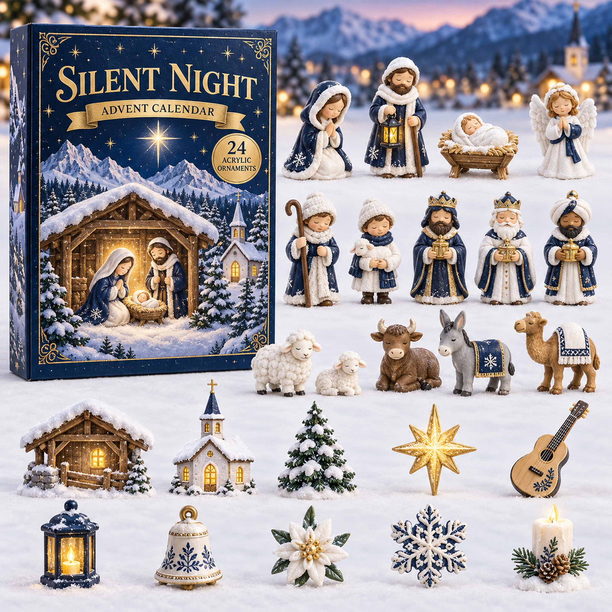 CHRISTMAS KICKOFF 40% OFF - Silent Night Advent Calendar 2026 - 24-Day Festive Countdown, Acrylic Charms Blind Box - Gift For Family NCU0NTD2216