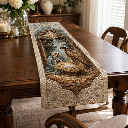 Silent Night Nativity Quilted Table Runner NCU0DV2288