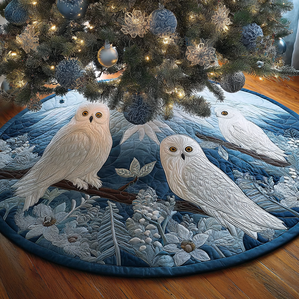 Silent Owl Christmas Quilted Tree Skirt NCU0DDK1855