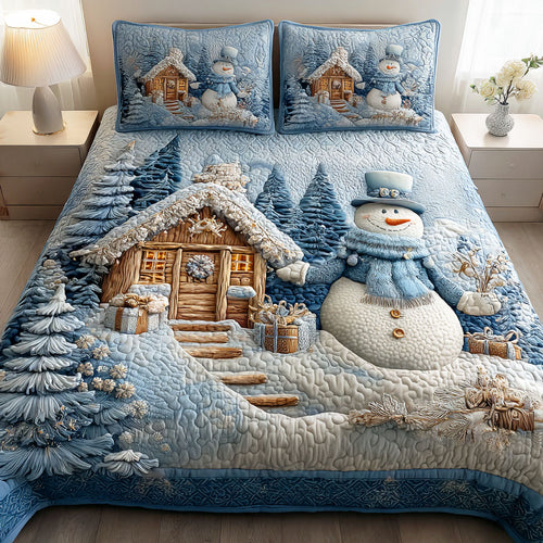 Snowmen Wonderland 3-Piece Quilted Bedding Set NCU0QN050