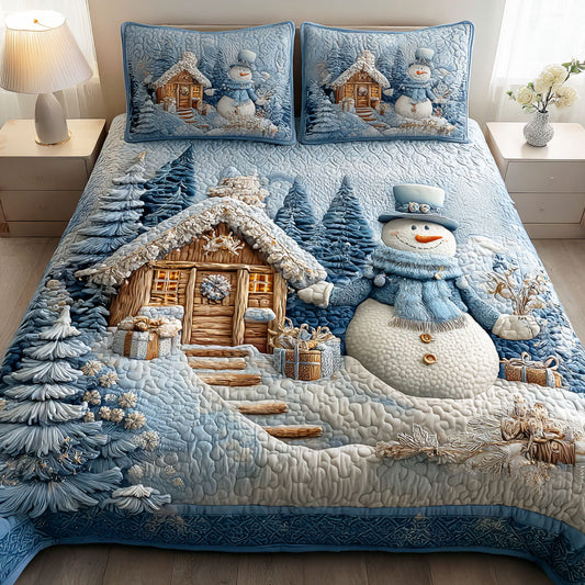 Snowmen Wonderland 3-Piece Quilted Bedding Set NCU0QN050