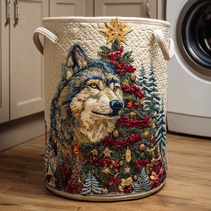 Silent Snow Howl Quilted Laundry Basket NCU0NTD1038