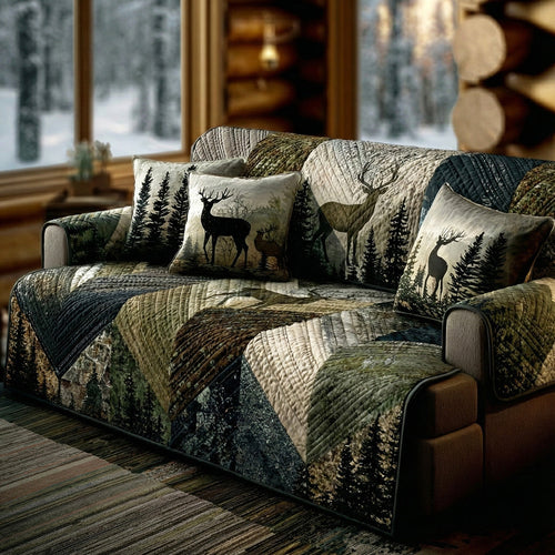 Silent Timber Stag Quilted Sofa Cover NCU0LDH280