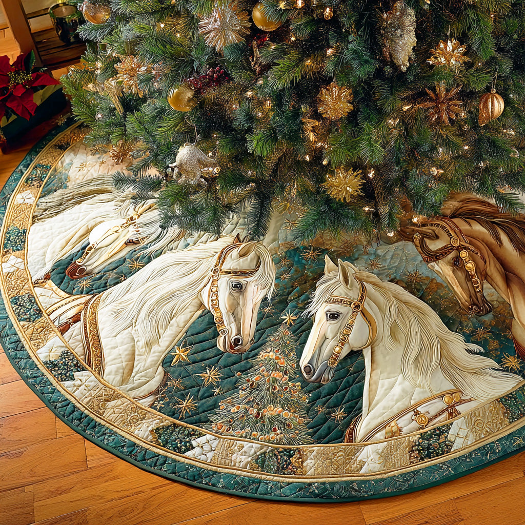 Silent Winter Gallop Christmas Quilted Tree Skirt NCU0NTD796