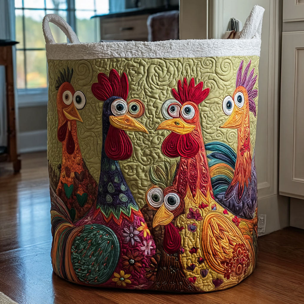 Silly Clucks Quilted Laundry Basket NCU0PTT1666