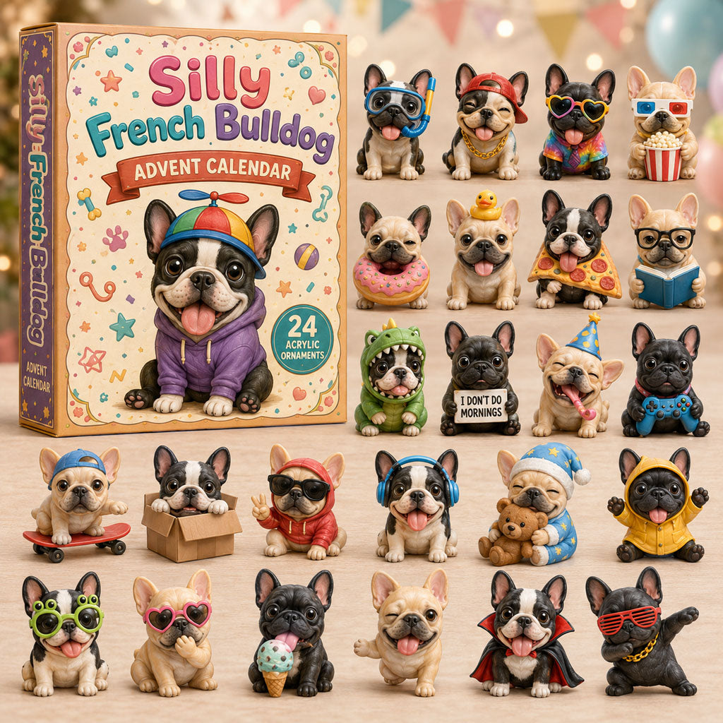 CHRISTMAS KICKOFF 40% OFF - Silly French Bulldog Advent Calendar 2026 - 24-Day Festive Countdown, Acrylic Charms Blind Box - Gift For Dog Lovers AC0NT084