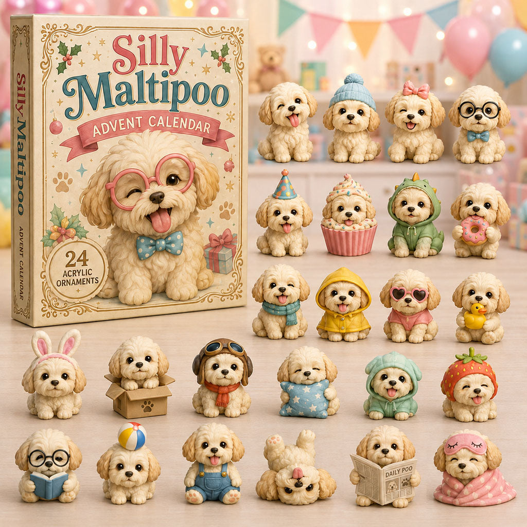 CHRISTMAS KICKOFF 40% OFF - Silly Maltipoo Advent Calendar 2026 - 24-Day Festive Countdown, Acrylic Charms Blind Box - Gift For Maltipoo Lovers AC0NT119