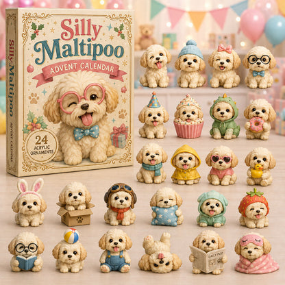 CHRISTMAS KICKOFF 40% OFF - Silly Maltipoo Advent Calendar 2026 - 24-Day Festive Countdown, Acrylic Charms Blind Box - Gift For Maltipoo Lovers AC0NT119
