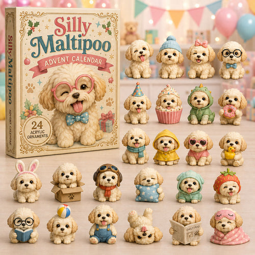 CHRISTMAS KICKOFF 40% OFF - Silly Maltipoo Advent Calendar 2026 - 24-Day Festive Countdown, Acrylic Charms Blind Box - Gift For Maltipoo Lovers AC0NT119