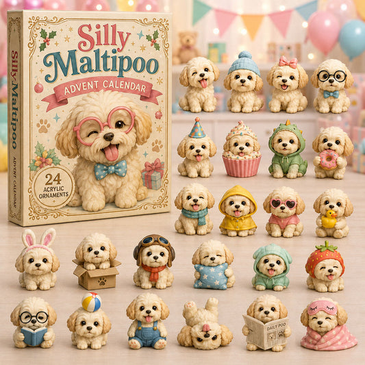 CHRISTMAS KICKOFF 40% OFF - Silly Maltipoo Advent Calendar 2026 - 24-Day Festive Countdown, Acrylic Charms Blind Box - Gift For Maltipoo Lovers AC0NT119