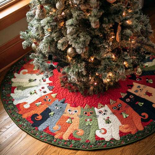 Silly Whisker Christmas Quilted Tree Skirt NCU0NTD1167