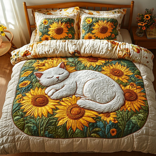 Silly Whiskers 3-Piece Quilted Bedding Set NCU0PTT1426