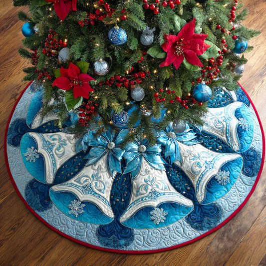Silver Bell Glow Christmas Quilted Tree Skirt NCU0NTD744