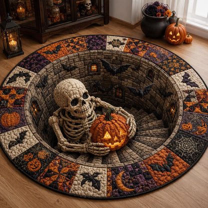 Skeleton Lantern Quilted Round Mat NCU0DV2352