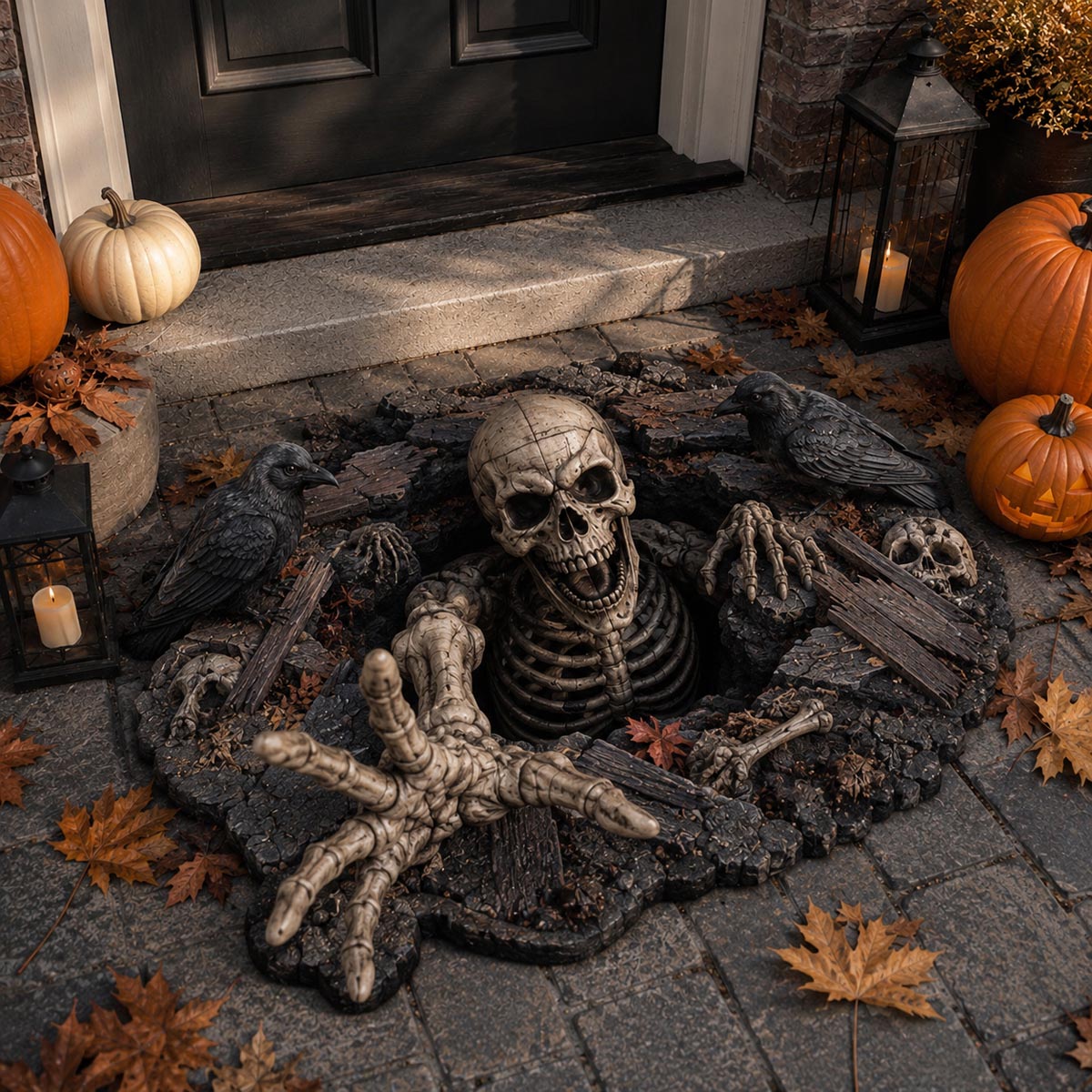 Skeleton Rising Custom Shape Doormat NCU0DV2419