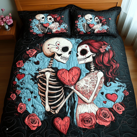 Skeletons in Love 3-Piece Quilted Bedding Set NCU0TL2043