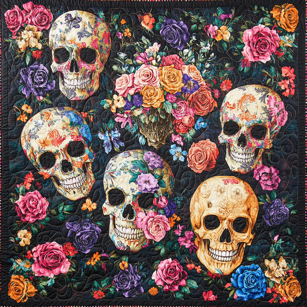 Skull Festive Quilted Blanket NCU0DV480