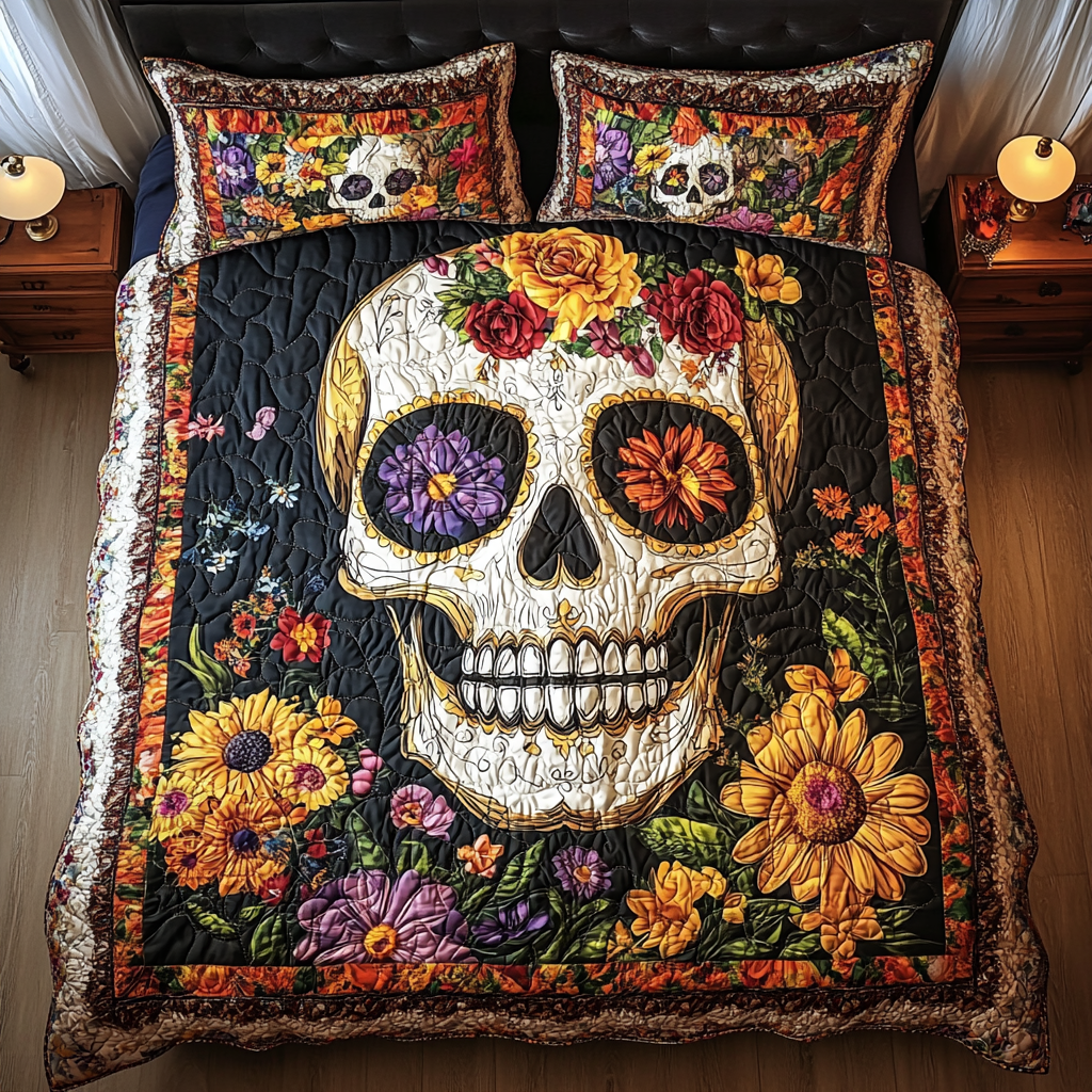 Skull Beauty 3-Piece Quilted Bedding Set NCU0TL1914