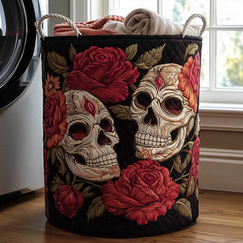 Skull Bloom Quilted Laundry Basket NCU0TH3131