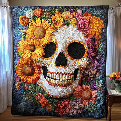 Skull Blossoms Quilted Blanket NCU0PT1984